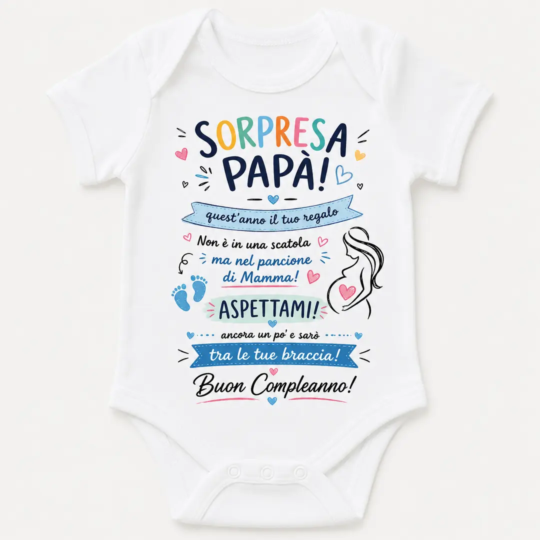 Body Neonato “SORPRESA PAPÀ” – Annuncio Gravidanza Originale per Futuro Papà – 100% Made in Italy