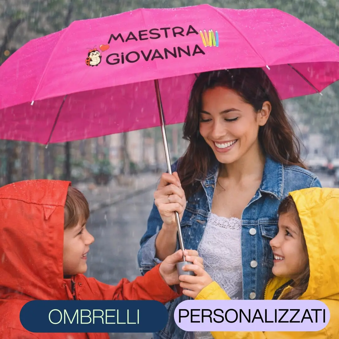 Ombrello Personalizzato Maestra – Idea Regalo Originale con Nome | Compatto, Resistente e Colorato 