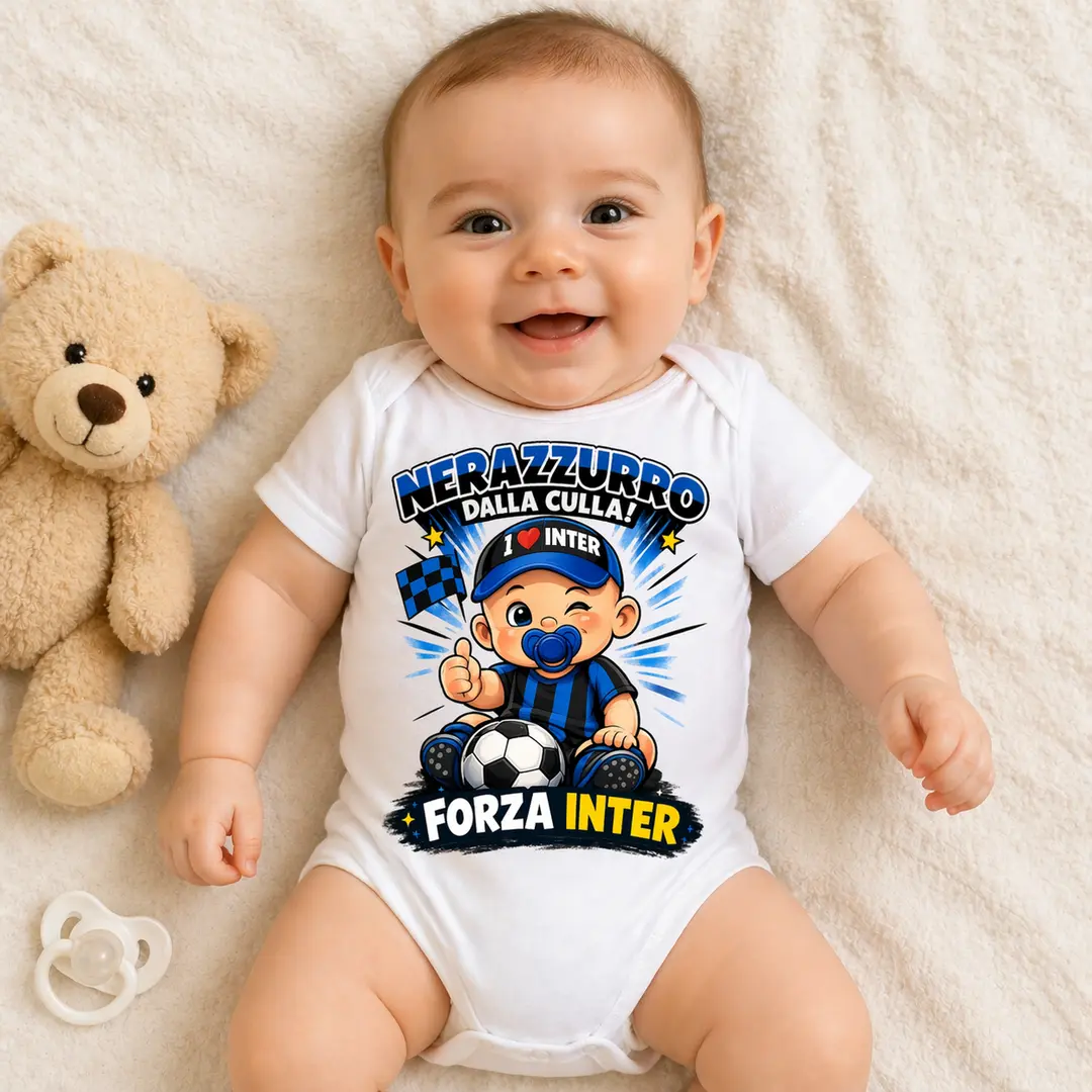 Body Neonato Inter – Nerazzurro dalla Culla | Forza Inter | Made in Italy idea regalo tifoso Inter