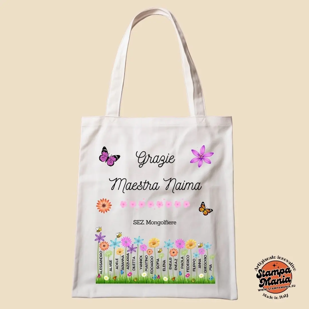 Shopper Personalizzata Maestra con Nomi – Il Regalo di Fine Anno che FA EMOZIONARE DAVVERO - aggiungi nomi bambini - personalizzata come vuoi
